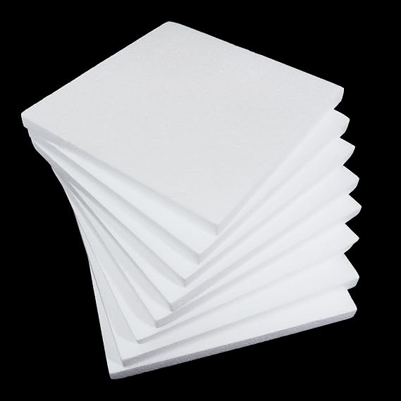 SENENQU 8PCS Craft Styrofoam Block, 30 x 30 x 2cm White Rectangle Foam Blocks, Polystyrene Foam Sheets, High-Density Styrofoam Blocks for Crafting Modeling Sculpting DIY Art Projects