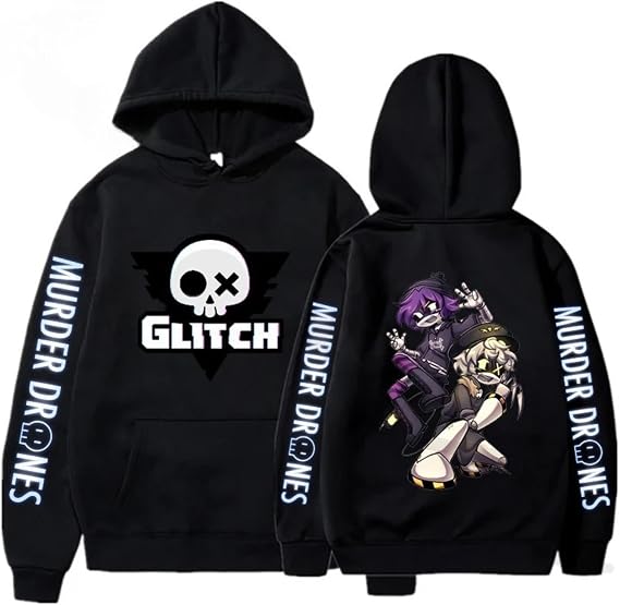 Murder-Drones Hoodie, Harajuku Style Pullover, Vintage Unisex Sweatshirt, Side Seam Pockets