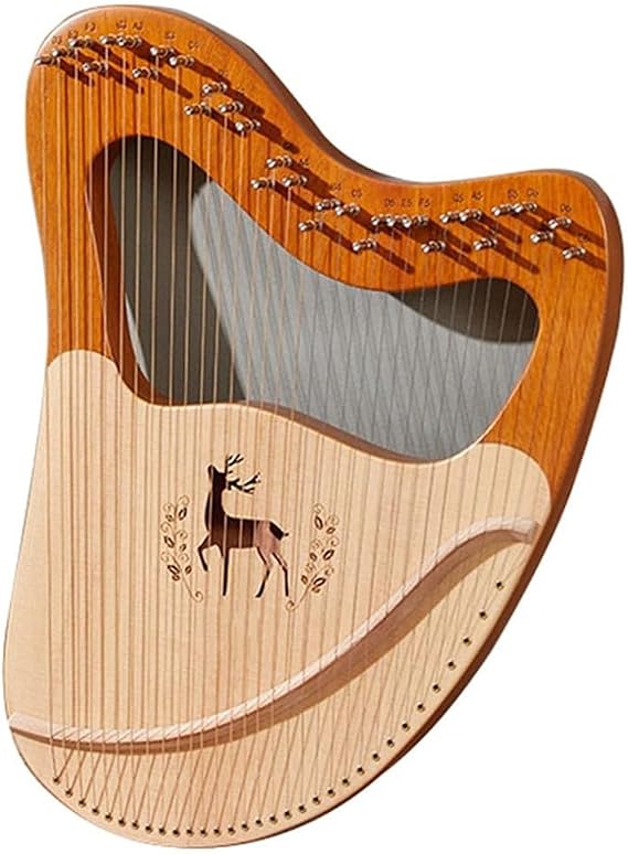Lyre Harp 21-32 Strings Mahogany Wood String Instrument, with EVA Carry Bag,Tuning Key,Spare String,English Instruction Manual for Adult Kids and Beginners Musical Instrument 32 Strings