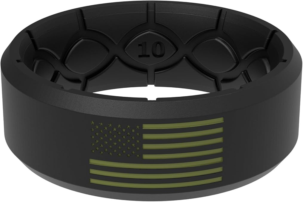 Groove Life Edge Silicone Ring - Breathable Rubber Wedding Rings for Men, Unique Design, Comfort Fit Ring