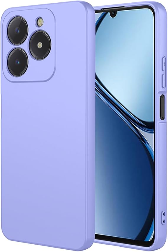 ILING Case for Realme C63/Realme C61/Realme Note 60/Realme Note 60X, Simple Solid Color Back Soft Liquid Silicone Frosted TPU Bumper Shockproof Protective Ultra-thin Phone Case Cover (Purple)