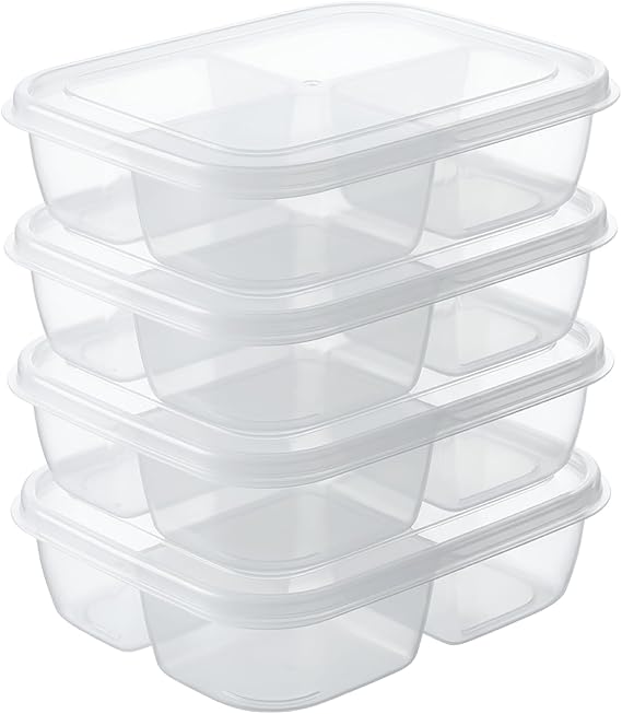 4 Pcs Reusable Snack Containers with Lids,500ml Lunchables Snack Box with Compartments,Meal Prep Boxes,Stackable Bento Lunch Box with 4 Compartments,Food Containers with Lids for School Work Travel