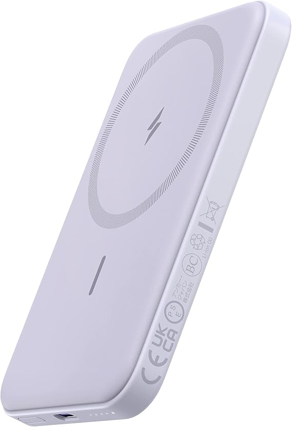 Anker 621 MagGo Power Bank, 5,000mAh Magnetic Portable Charger | Travel Essential Battery Pack with USB-C Cable, Compatible with iPhone 16 / 15 / 14 / 13 / 12 Series