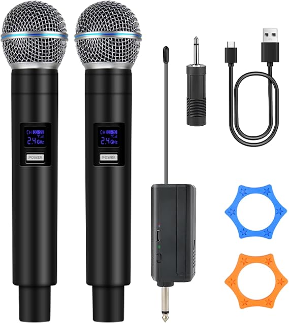 Professional Wireless Microphone for Podcast, Karaoke & Singing 2.4GHz Portable Dynamic Mic with 150ft Range, 8H Battery,Microfono Inalambrico for Streaming & Live Performance
