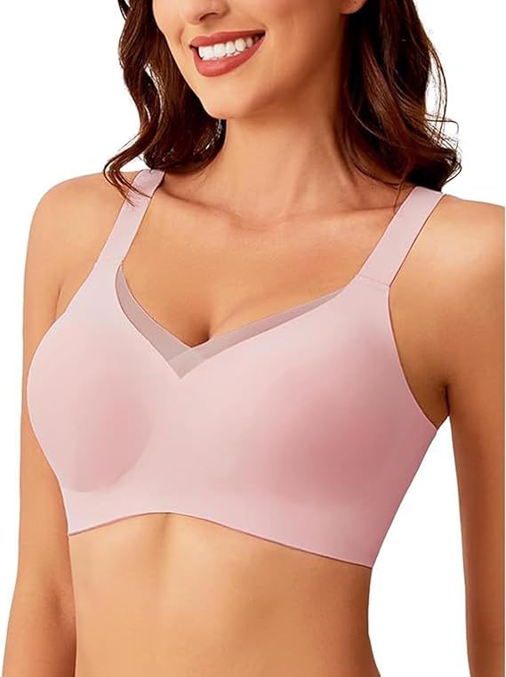 Womens Comfortable Wireless Bras, Women's Wireless V-Neck Crossover Mesh