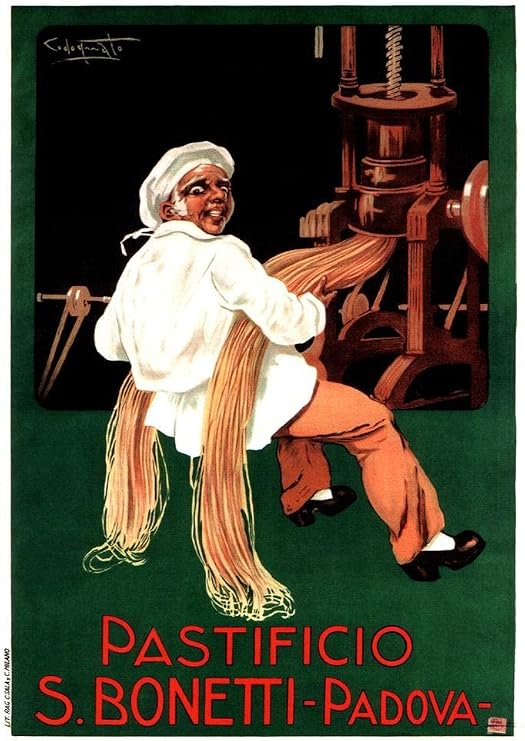 Pastificio S Bonetti Padova Pasta Italy Vintage Illustration Art Deco Vintage French Wall Art Nouveau French Advertising Vintage Poster Prints Art Nouveau Decor Cool Wall Art Print Poster 24x36