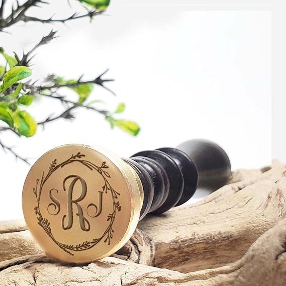 Wedding Custom Monogram Wax Seal Stamp | 3 Initial Monogram | USA Handcrafted | Multiple Handle & Wax Color Options