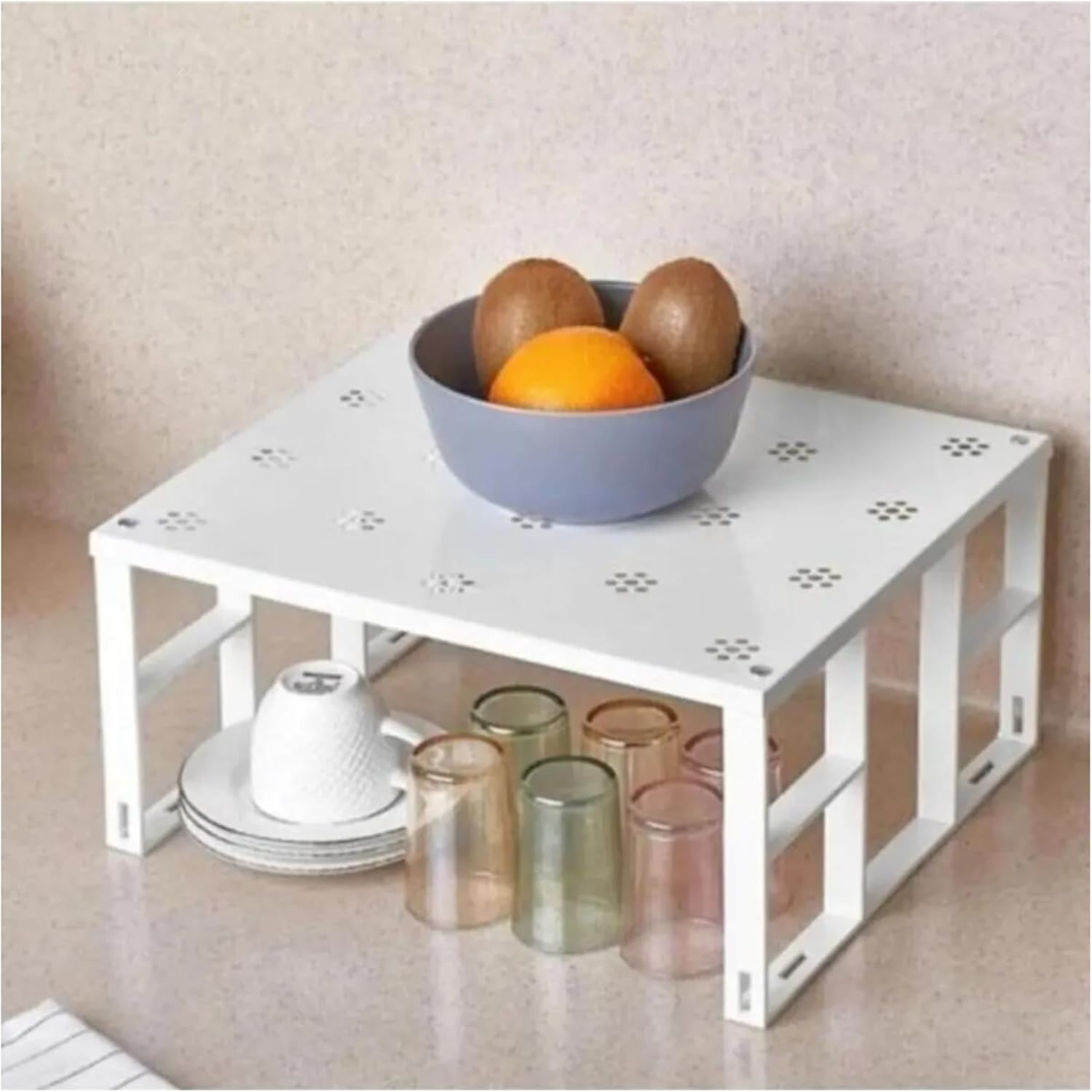 Standing Metal Shelf - White, Durable Storage and Organizer Shelf Suitable for Multi-Purpose Kitchen and Bathroom Use