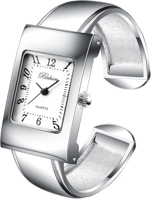 Collections Womens Quartz 24mm Rectangular Case Cuff Bangle Watch