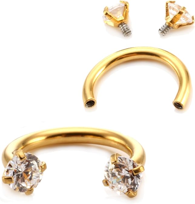 Jovivi 2-5pcs 16G Stainless Steel Cubic Zirconia Horseshoe Multi-functional Lip/Nose/Nipple/Eyebrow Captive Hoop Ring Barbell Tragus Cartilage Stud Earrings 5/16"