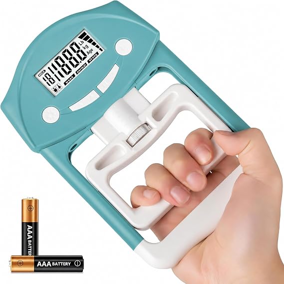 KYTO Digital Hand Grip Strength Tester, 220 Lb/100 Kg Hand Dynamometer | 0.2 Lb Resolution, 19 Profiles, Age and Gender Settings, Adjustable Handle, LCD Rating, for Sports, Fitness and Rehab Use