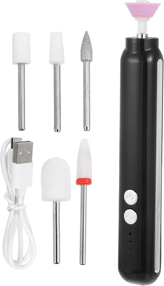 VOCOSTE Electric Nail File Set Nail Drill Machine Pedicure Set Nail Care Kit Portable Limbs Nail Care Trimmer for Home Salon ABS 1 Set Black