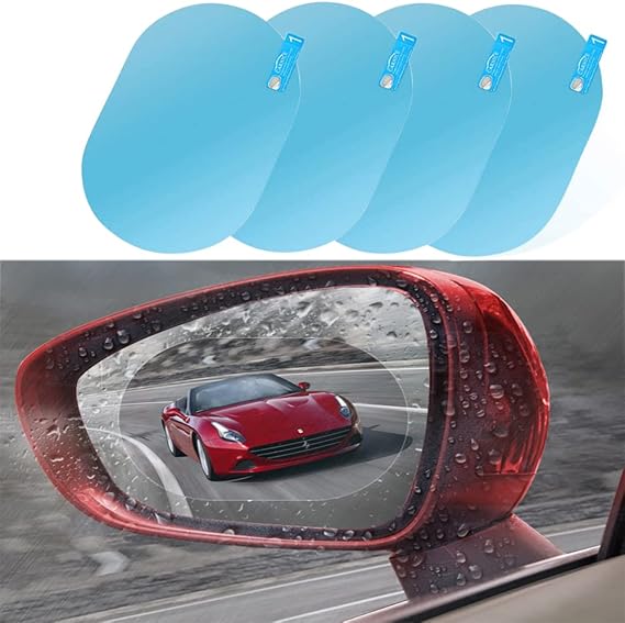 4 Pack Anti Fog Film,Car Rearview Mirror Film Rainproof Waterproof Film Protective Mirror Film Anti Fog HD Clear Nano Coating for Universal Car Mirrors and Side Windows,Oval (5.9" x 3.9")