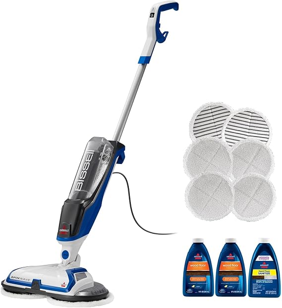 BISSELL SpinWave Hard Floor Expert Corded Spin Mop Cleaner, 20393 | Powerful electric spin mop; washable reusable pads; corded for consistent power on hard floors