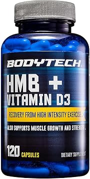 BodyTech HMB + Vitamin D3 - Supports Muscle Growth, Strength & Recovery 120 Vegetable Capsules