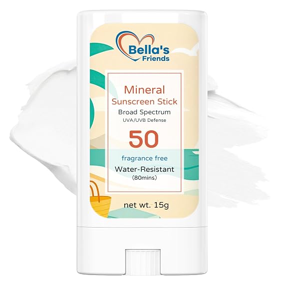 Kids Mineral Sunscreen Stick SPF 50, Reef Safe Sunscreen for Face & Body with Zinc Oxide, Travel Size Sun Care, No-Mess, Summer Beach Vacation Essentials for Toddler Kids Babies, 1 Pack, 0.5 oz