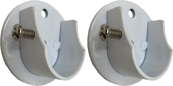 Urbanest 1-1/8" to 1-1/4" Inside Mount Curtain Rod Bracket Socket for Window Frame, Closet and Shower Curtain Rod Pole End Support, 2 Pieces - Glossy White