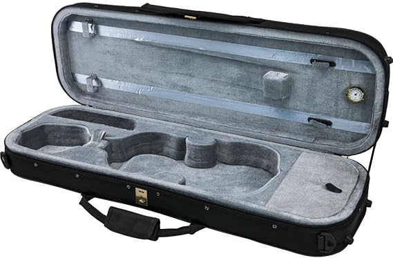 SKY 4/4 Violin Oblong Case Lightweight with Hygrometer Black/Grey