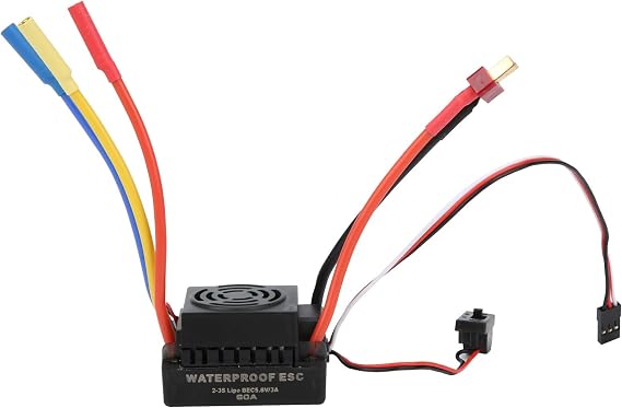 Yctze 60 A Wasserdichter Bürstenloser Elektrischer Geschwindigkeitsregler Leistungsstarker Programmierbarer RC-Car-Motorregler Schwarzer Kunststoff-Regler für SCX10 Im Maßstab 1:10 50 X 35 X 32