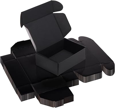 Rempry 6x4x2 Inches Black Small Shipping Boxes Pack of 20, Cardboard Corrugated Gift Mailer Boxes for Packaging Small Business Mailing Present