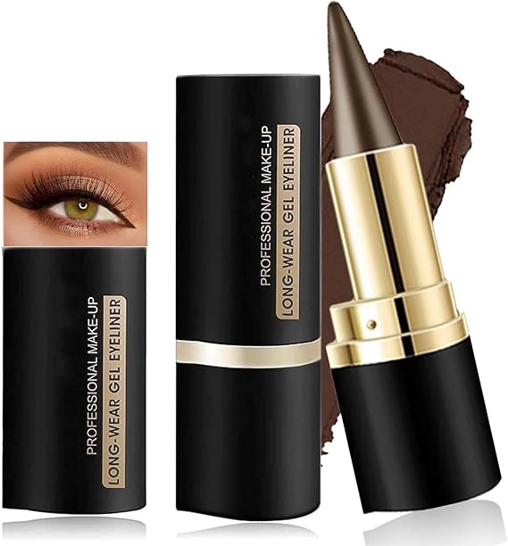 Rich Brown Creamy Gel Eyeliner Pencil - Waterproof Quick-Dry Smudge-Proof Matte Long-Lasting Eye Liner for All Eye Shapes, Multi-Purpose Face & Art Makeup with Fine Tip Applicator
