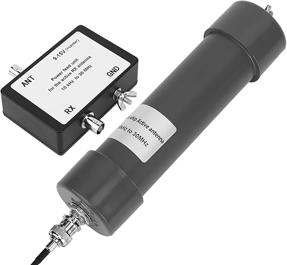 Mini Whip Active Antenna, Portable Radio Communication Antenna with 2pcs Connecting Line and Whip, for Stable Signal Reception 10KHz to 30MHz