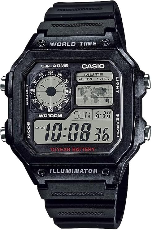 Casio World Time Digital Men's Wristwatch AE-1200 Series International Model Parallel Import