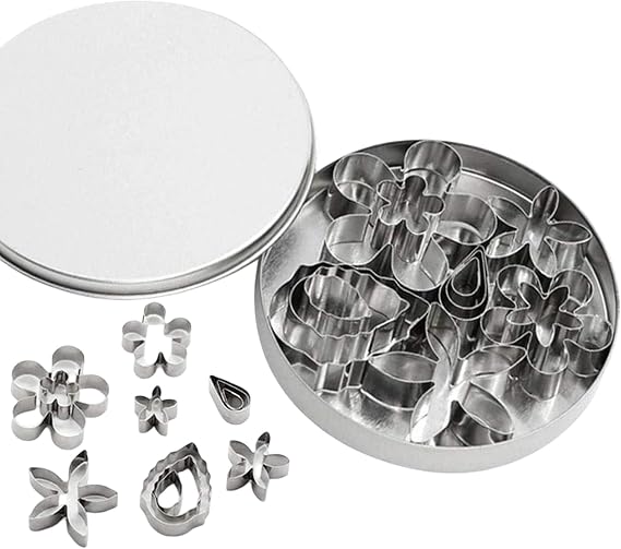 12 Pcs Spring Theme Metal Cookie Cutters Set, Includes Leaf, Rose, Flower Shapes for Biscuit, Cake Decorating, Sugar Craft DIY.