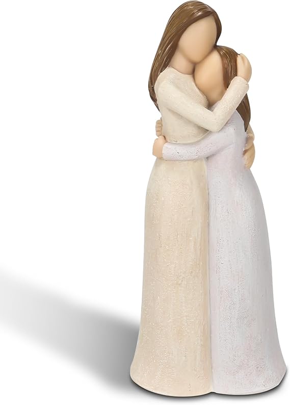 Gifts for Mom from Daughter, Mother Daughter Figurines, Resin Sculpted Hand-Painted Figure, Small Figurines Home Decor, Daughter Gifts from Mom, Living Room Tabletop Shelf Decor Statue