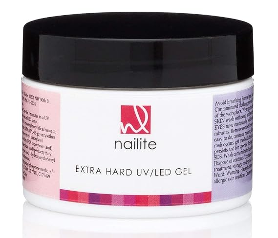 Extra Hard UV LED - Builder Gel for Nails Extension, Self-Leveling Gel and Medium Viscosity - Strengthener (Natural 1.3 Oz.)