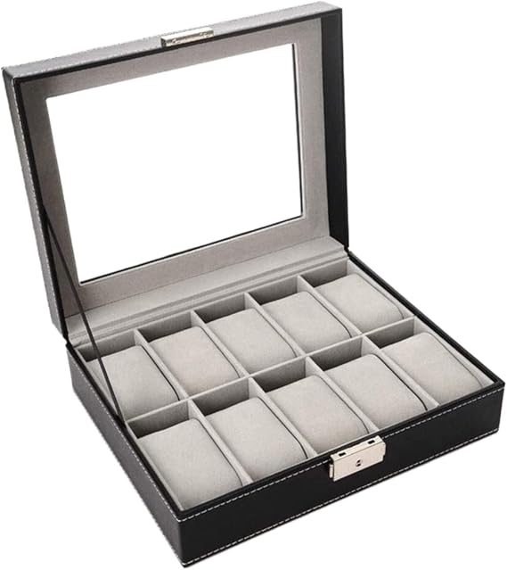 Watch Case Elegant Storage for Watch Jewellery Collection Clear Top 10 Slots Classic Wood Watch Box Display Storage Case Watch Box