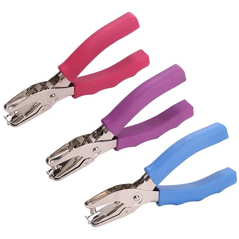 1 Hole Punch, 1/4 inch of Single Whole Punch,with Soft Grip Handles, with 6 Sheet Capacity, Perfect for Home Office School Supplies, can be Used for Labels and Greeting Cards,3 PCS