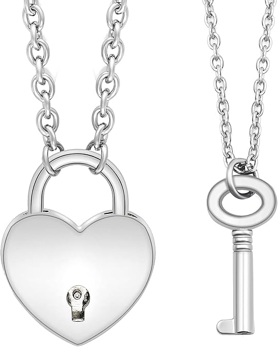 2 Pcs Lock Key Pendant Necklaces Eboy Egirl Padlock Punk Chain Choker for Men Women