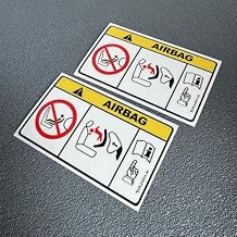 Car Stickers Warning Safe Driving Airbag Fasten Seat Belt Mirror SRS Decal Auto Motor Window Tail Triangle Appliques 2PCS (A 12x7cm 2PCS)