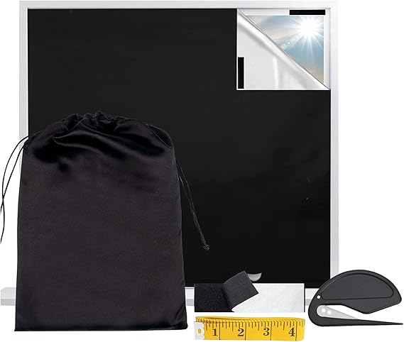Portable Blackout Curtains, 35" x 72" Blackout Window Cover, Temporary Blackout Blinds, No Drill Portable Blackout Shades Film, Cuttable DIY Window Blinds with Hook and Loop Tapes for Bedroom
