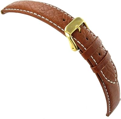 Milano 16mm Genuine Sports Leather DB Padded Havana Replacement Watch Band Strap - 8 inches- Regular Length