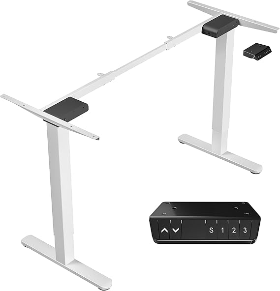 VIVO Electric Dual Motor Standing Desk Frame for 41 to 82 inch Table Tops, Frame Only, Ergonomic Standing Height Adjustable Base with Push Button Memory Controller, White, DESK-V122EW