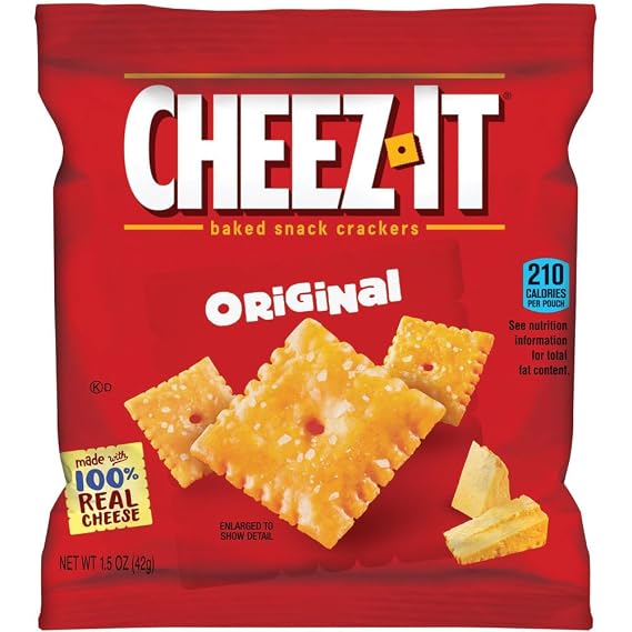 Sunshine 12233 Cheez-It Crackers, 1.5oz Single-Serving Snack Pack, 8/Box