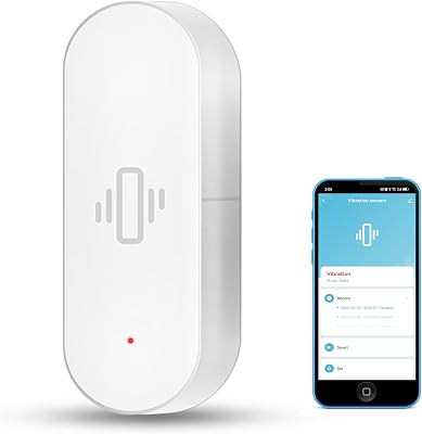 Smart Vibration Sensor: Wireless Glass Break Detector, WiFi Door Sensor with App Alerts, Adjustable Sensitivity, Glass Break Security Sensor for Alarm System and Smart Home Automation 1-Pack