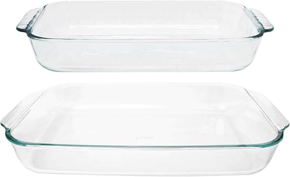 Pyrex 233 (3Qt) and 232 (2Qt) Clear Glass Baking Dishes - Made in USA