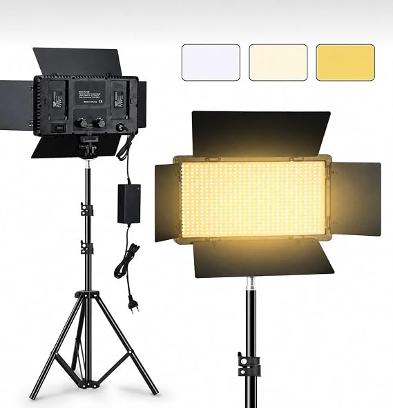 Coverzone Coverzone Pro LED Işık + Döküm Tripod Seti | 2 Batarya Dahil, YouTube ve Kick Yayınları için Profesyonel Video ve Fotoğraf Aydınlatması, U600 (Led Işık + Tripod)