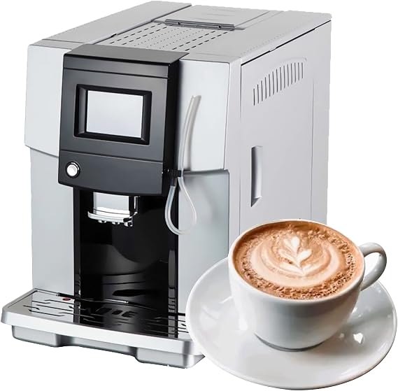QJRGUY 200W Commercial Automatic Coffee Machine, Espresso Cappuccino Maker, with Independent Milk Froth System, Silver