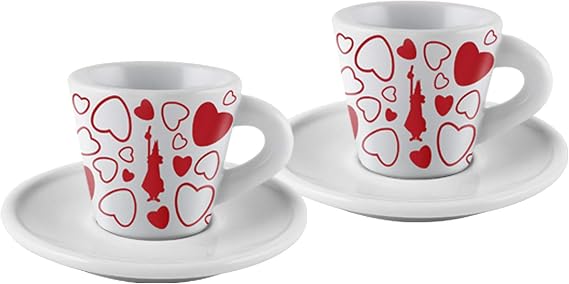 Bialetti Porselen Kahve Kupası 2'li Set Kalpli