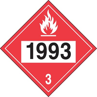 AccuformNMC Hazard Class 3 1993 Flammable LiquidCombustible Liquid 4-Digit DOT Placard, 10.75 x 10.75 Adhesive Vinyl, Made in The USA, 1 Count, MPL736VS1