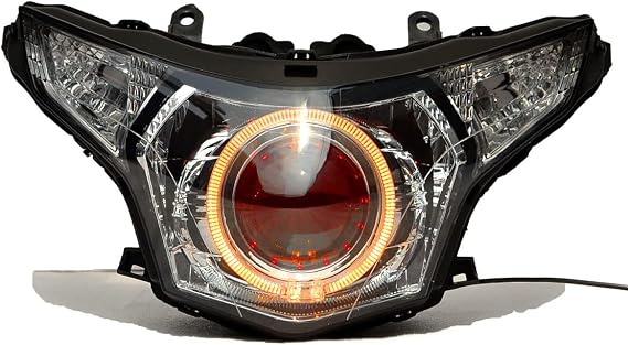 Red Demon Amber Angel Halo Headlight Assembly For Honda CBR250R 250R 2011 2012 2013