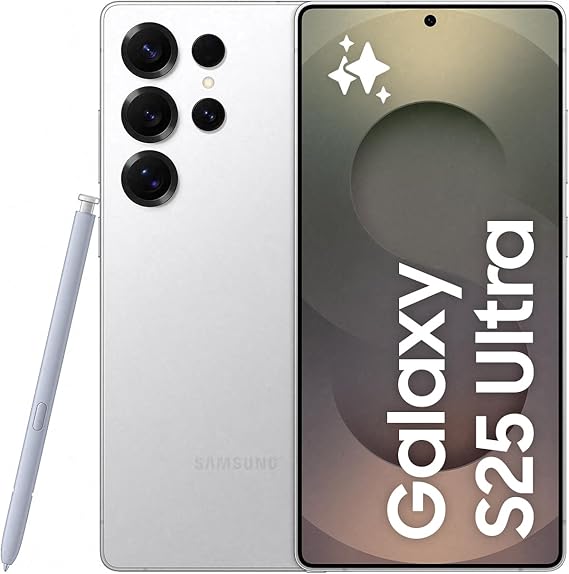 Samsung Galaxy S25 Ultra AI Smartphone, Galaxy AI, 12GB Memory, 512GB Storage, 200MP Camera, S Pen Included, Titanium Whitesilver, (UK Version)