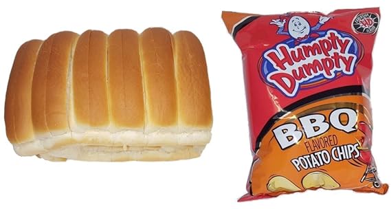 New England Split-top Frankfurter Hot Dog Rolls (12 count) and Humpty Dumpty BBQ Chips (1-7oz bag)