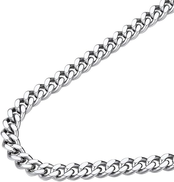 FindChic Cuban Chains for Men, Sturdy Stainless Steel Necklace, Silver/Gold/Black Curb Chains, 5/7/9/12mm, 14" 18" 20" 22" 24" 26" 28" 30" Length, Men's Jewellery Gifts for Him(Come with Gift Box)