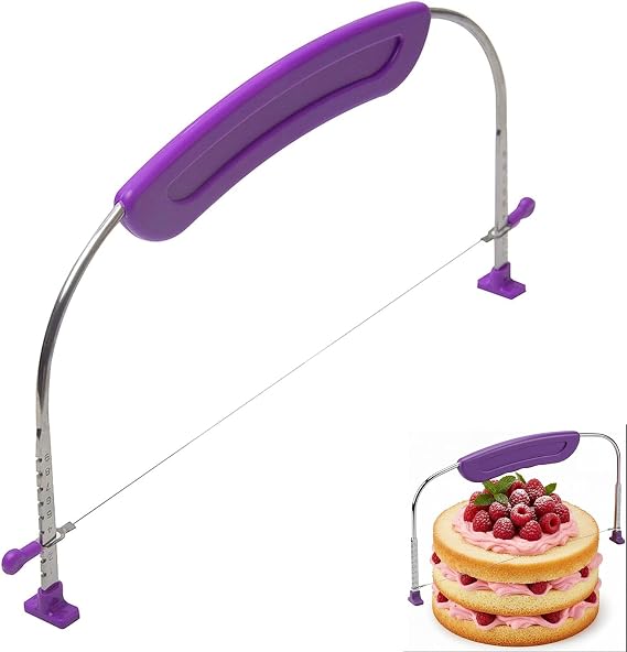 Professional Cake Leveler Tools, 27cm/10.75" Cake Cutter Slicer, Adjustable Stainless Steel Cake Cutter Layer Wires for Leveling & Slicing Cooking Kitchen Baking Tools (Purple)