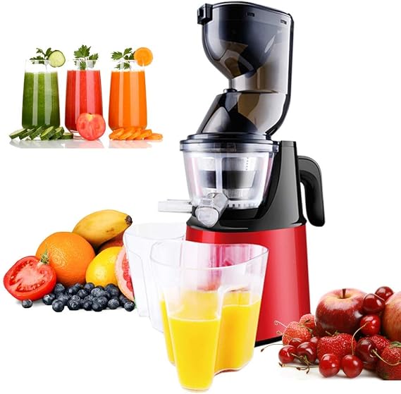 Juicer Machines, Cold Press Juicer, Slow Masticating Juicer Extractor, Quiet Motor Reverse Function, Easy to Clean, for High Nutrient Fruit Vegetable Juice,Red